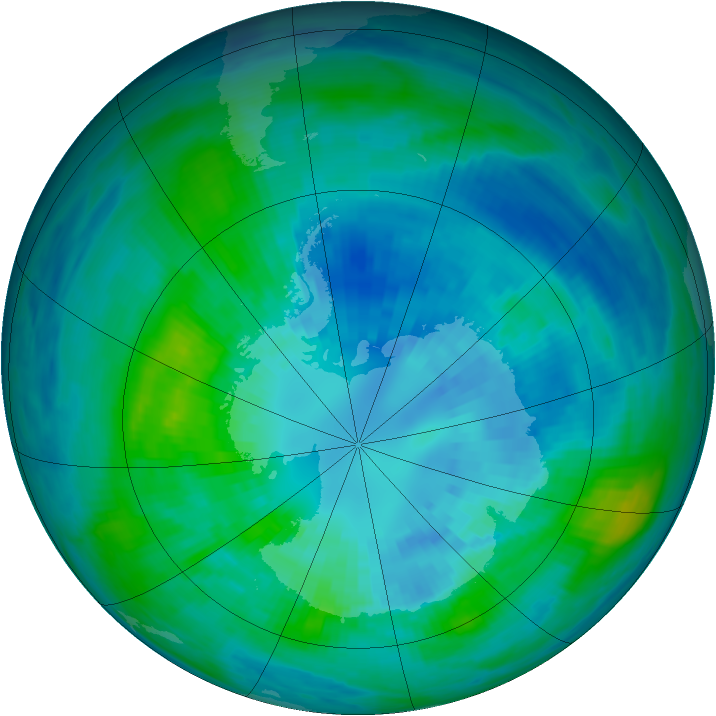 Antarctic ozone map for 04 April 1990